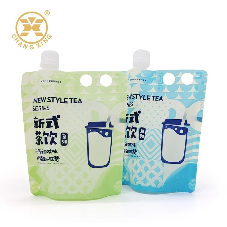 Reusable Standing Liquid Juice Food Packaging Bag Clear Tea Drink Stand up Spout Pouch