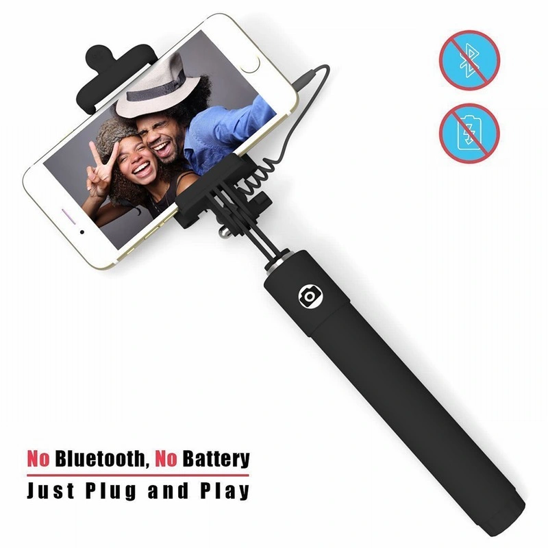 Mini Kids Promotional Cable Wired Monopod Selfie Stick