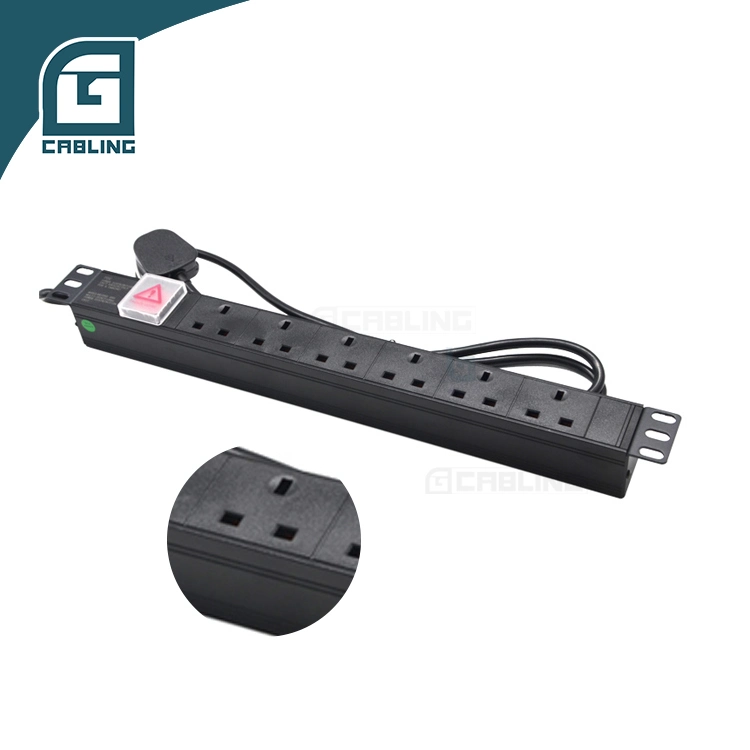 Gcabling UK Type Socket Plug 13A 220V 250V 19''rack Mount Power Strip