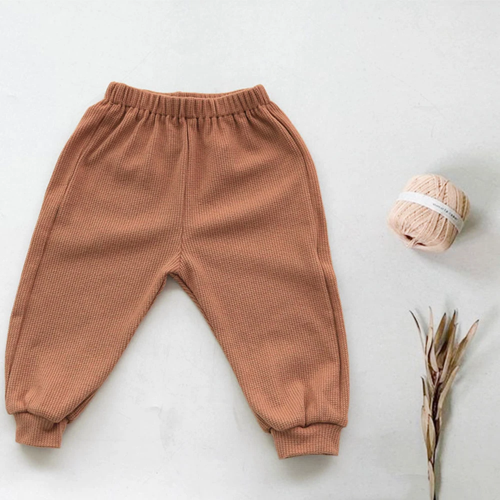 Waffle Cotton Brown Cream Color Baby Pants Kids Wear