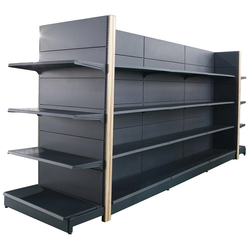 Schwarze Luxus Metall Doppelseite Supermarkt-Display Regale