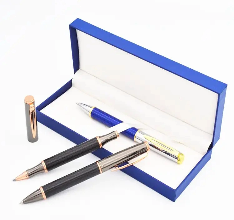 Metal Promotional Heavy Luxury Logo Customized Metal Roller Ball Pen Carbon Fiber Pen Kits