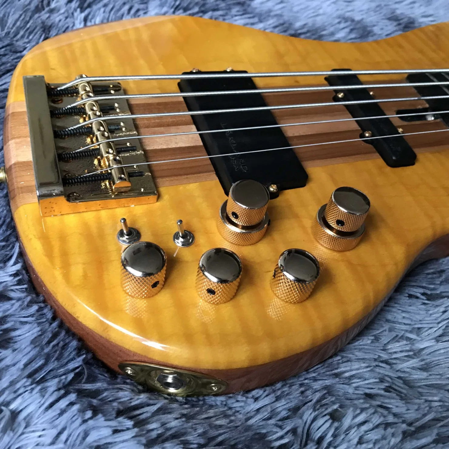 Custom 5 Strings Ash Wood Electric Bass Neck Though Body