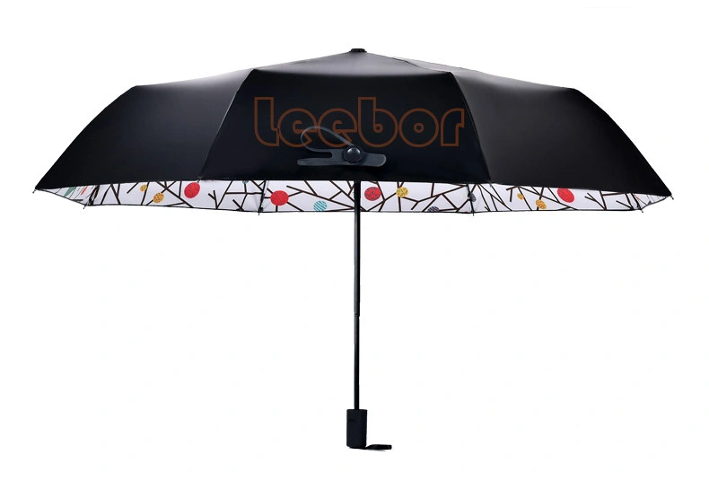 Le soleil couché noir semi-automatique dépliez parapluie