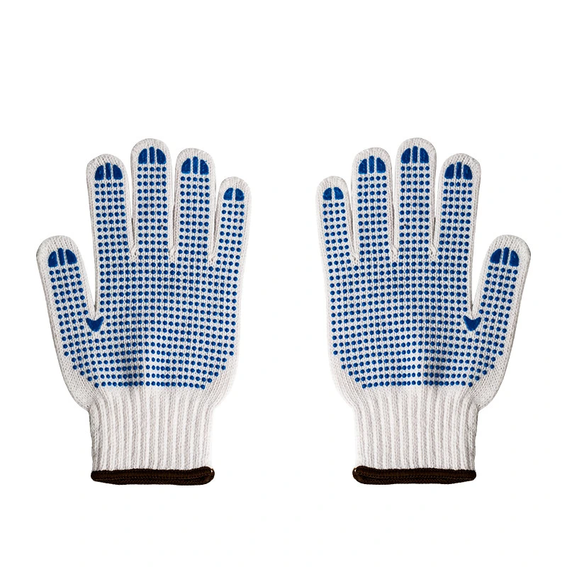 Cheap Knitted PVC DOT White Cotton Gloves PVC Dotted Safety Work Gloves