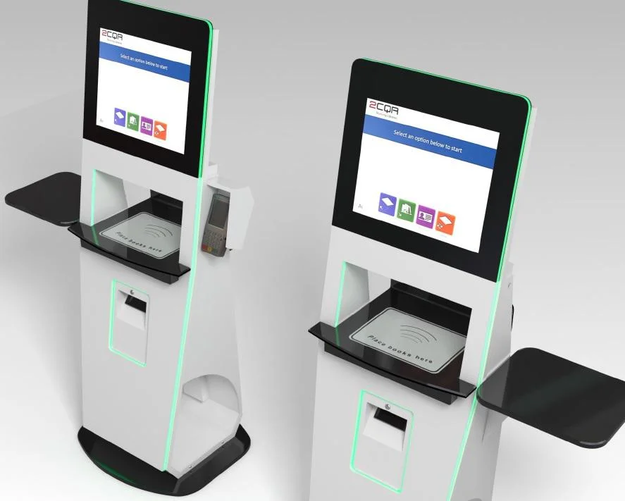 Vertical LCD Touch Screen Library Kiosk for Book Checking