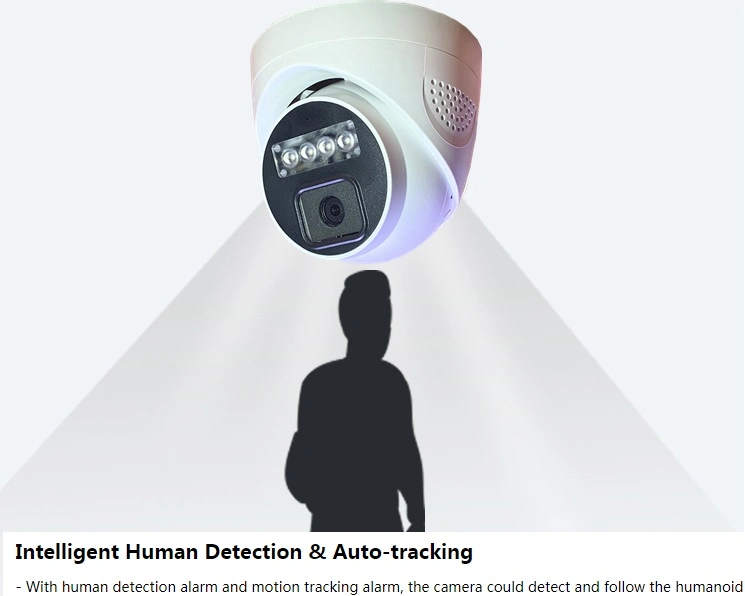 Cámara de seguridad a todo color con Spotlight - Colorvu HD Cámara IP de visión nocturna luz cálida Cámara con detección de movimiento humano, Audio, Poe, la especificación ONVIF