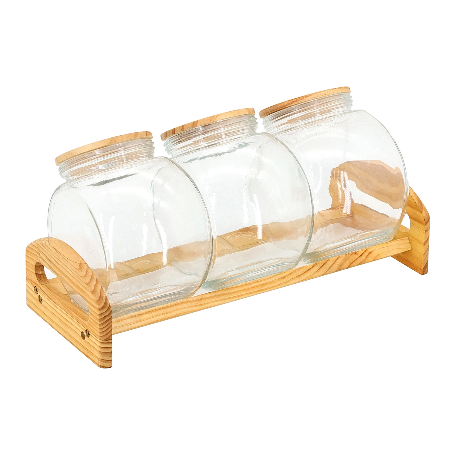 New Hot Sale Glass Spice Jars Set with Acacia Lids