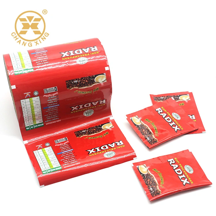 China Hot Custom Size Color Printed Food Packing Film Bag Roll, Plastic Film for Coffee Chocolate Chips Drinking