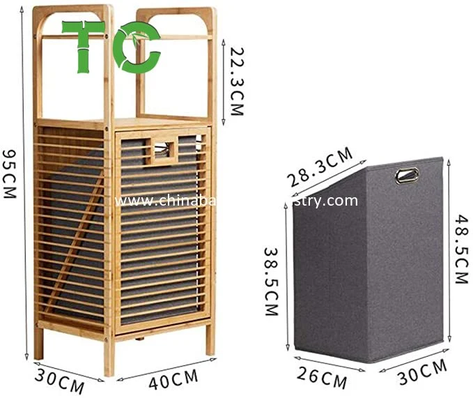 Bambus ausklappbare Wäschekorb, mehrschichtige Lagerung Wäschekorb Holz Bambus Wäschesorter Bambus Wäschekorb