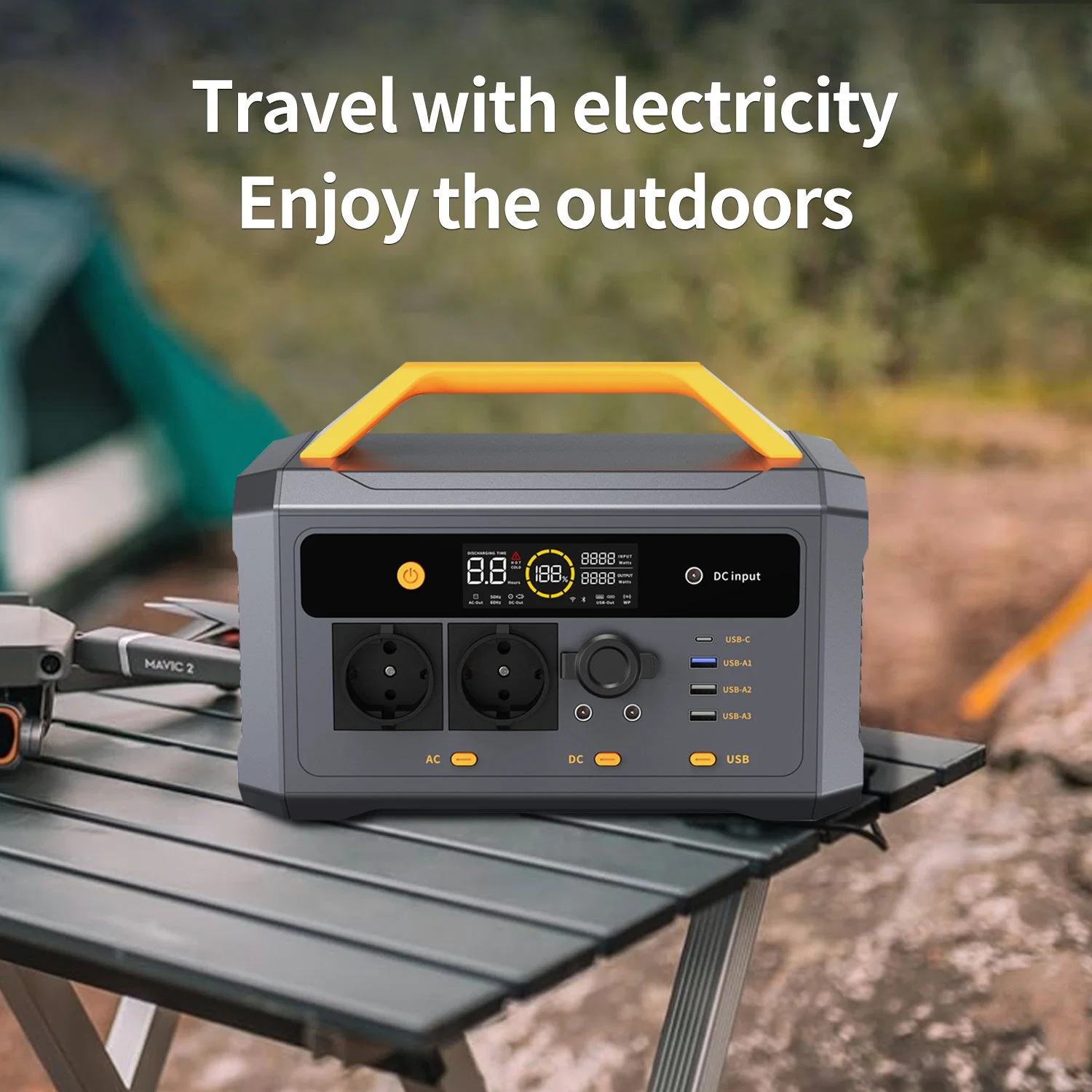 Portable Power Station 600W LiFePO4 Lithium-Ion Battery Solar Energy Storage Generator for Home Energy Supply Outdoor Camping Rechargeable Phone Batteries