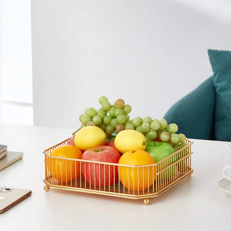 Detachable Gold Vegetables and Fruit Washing Drain Wire Mesh Basket Storage Containers with Split Design