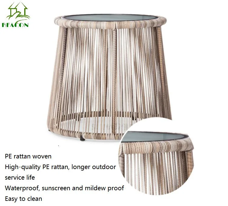 Garden Patio Outdoor Furniture PE Rattan Round Shape Dining Coffee Table