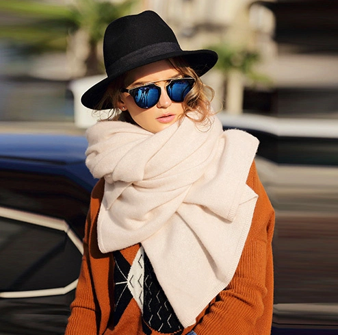 Solid Color Pure Wool /Cashmere Leisure Wrap Scarf