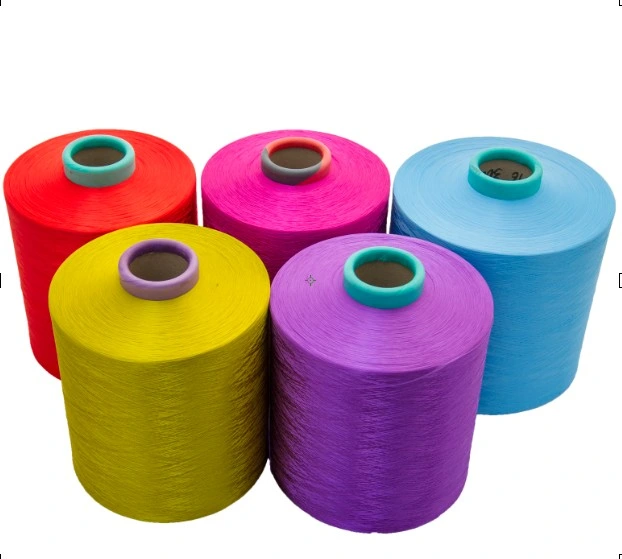 Yarn 75D/48f ملون، الرصف 100%، الحز Yarn