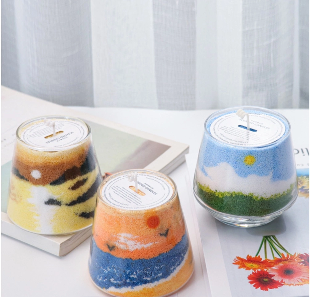 Handmade Art Sand Painting Series Glass Jar Home Decoration Scented Candle