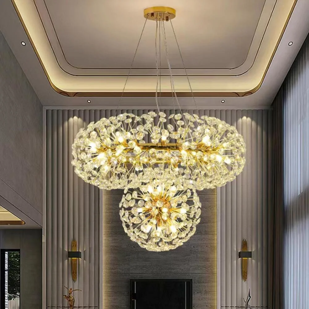 Moderno lobby Hotel Villa decoração Pendant Light LED lustre Crystal