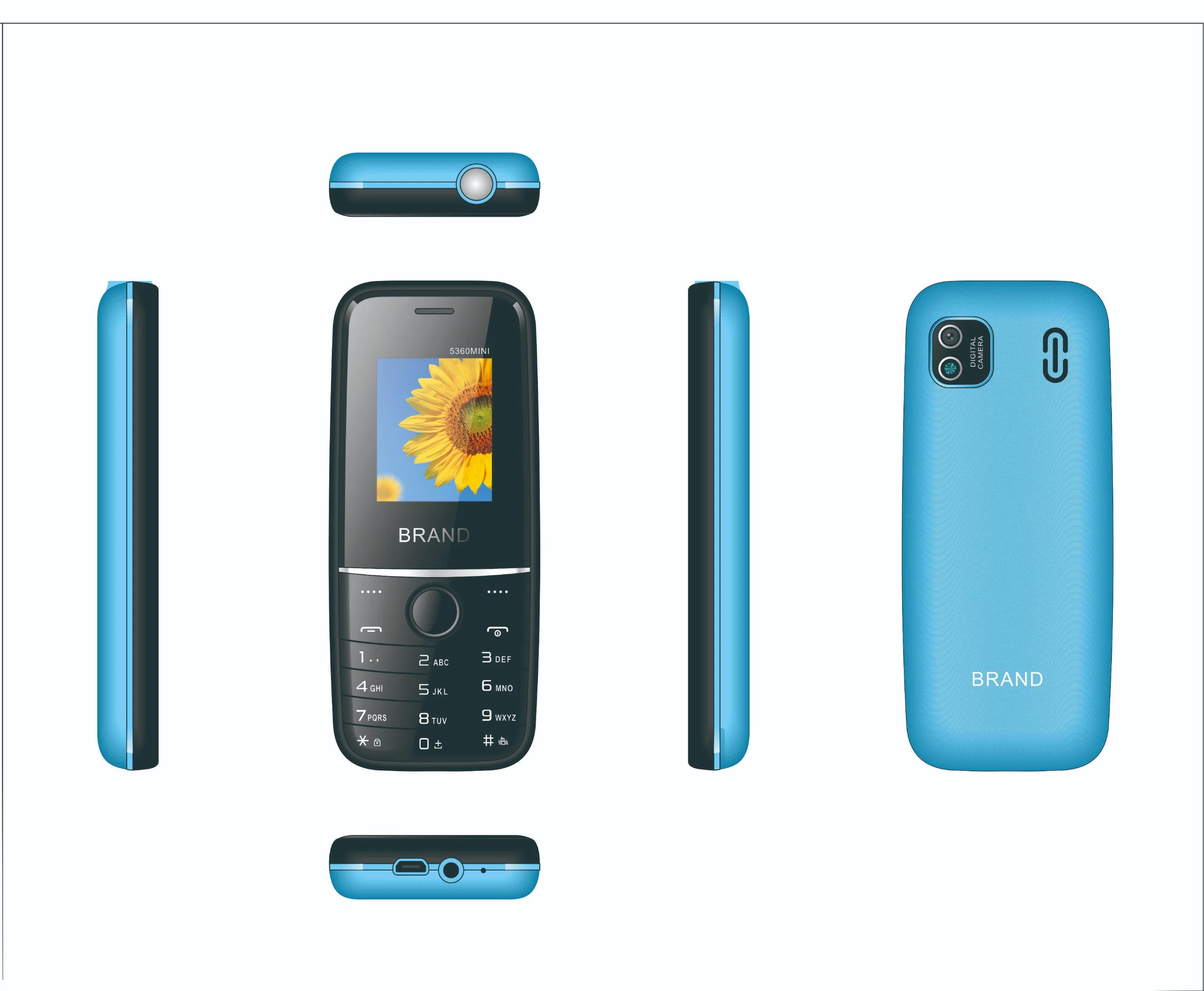 OEM Mini GSM Bar Mobile Phone, Cellphone Feature Phone with Dual SIM Card, FM, Bt, GPRS, Bl-5c Battery