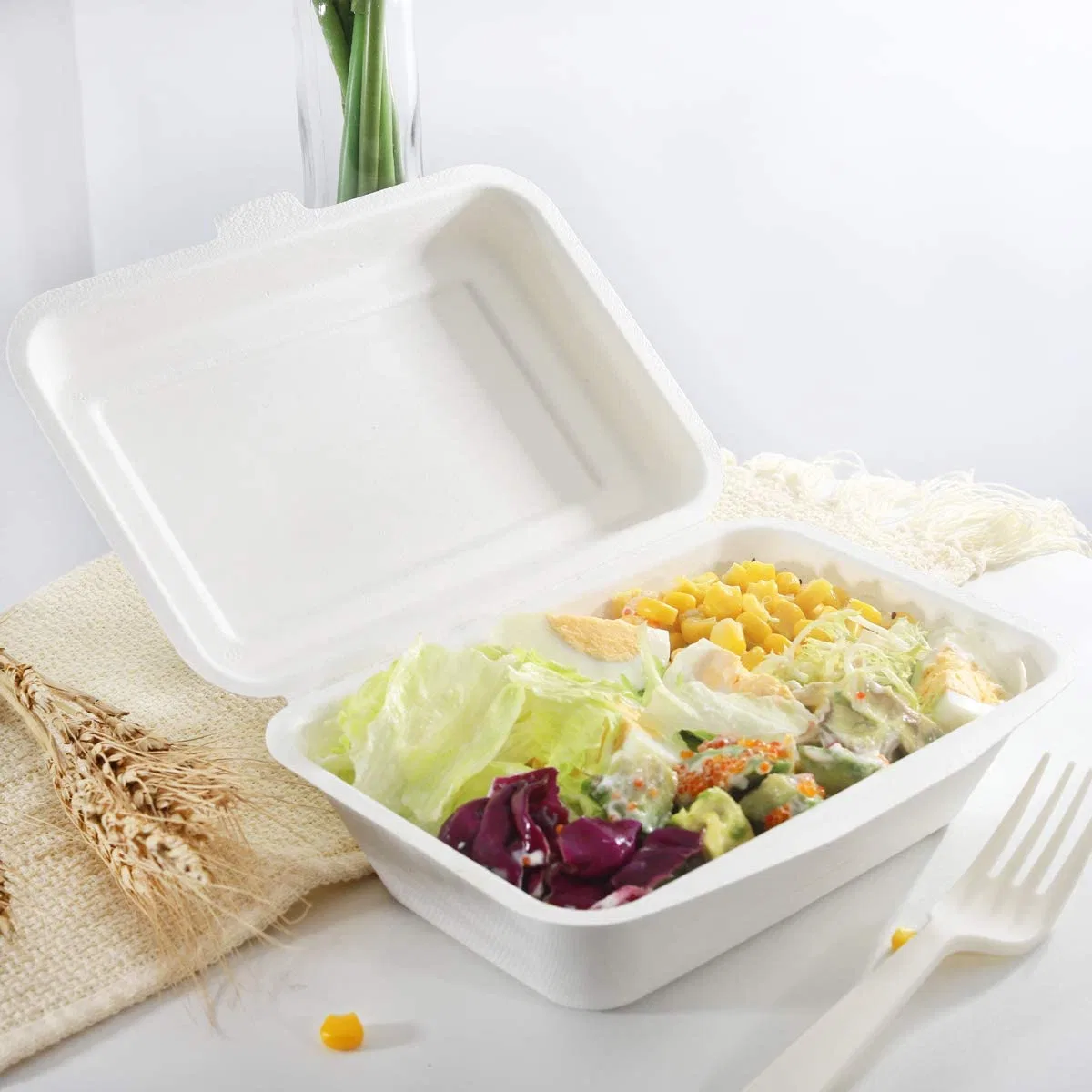 Customzied Logo Made in China Bento 100% Biodegradable Disposable Takeaway Lunch Box China Wholesale/Supplier