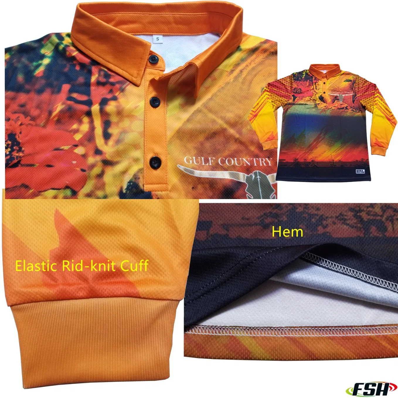 2022 Neues Design Hohe Qualität Custom Made Full Sublimation Print Polokragen UV-Schutz Angeln Poloshirt mit atmungsaktiven schnell Trockenes Gewebe