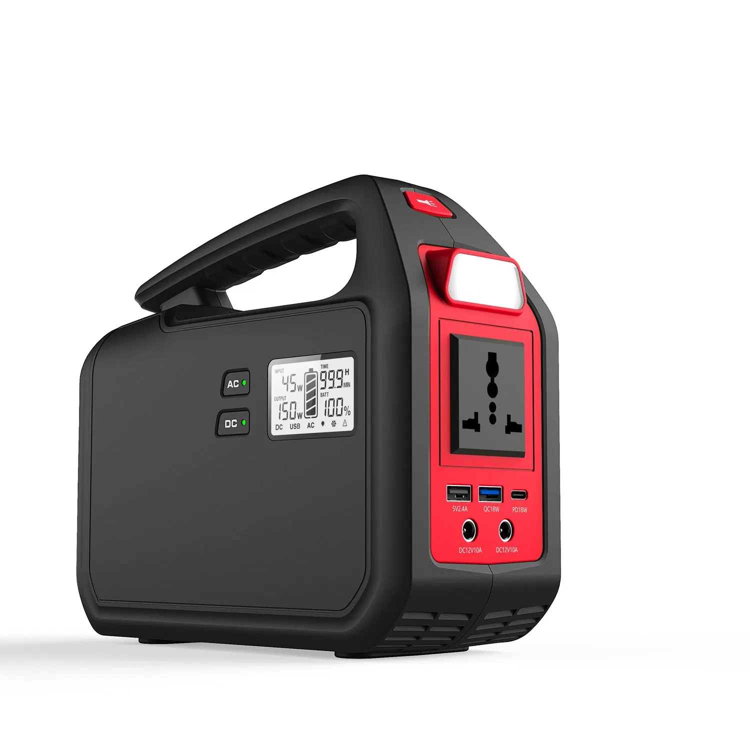 150W rechargeable Source d'alimentation du générateur avec AC Convertisseur DC 12V SORTIES USB portable Alimentation ininterrompue de la station d'énergie solaire