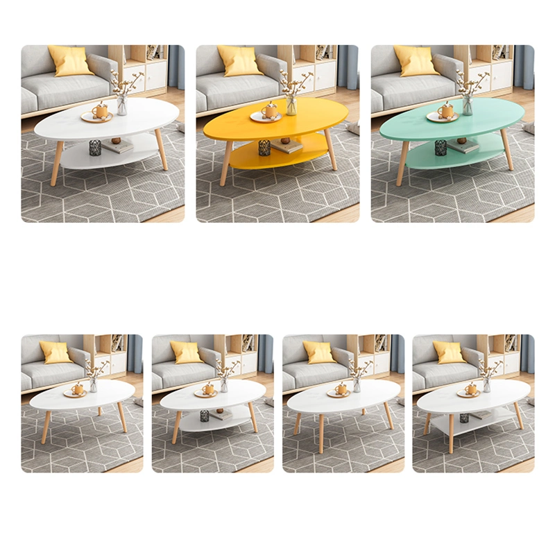Simple Furniture Melamine Board Tea Table Side Desk Wooden White MDF Coffee Table with Wood Legs