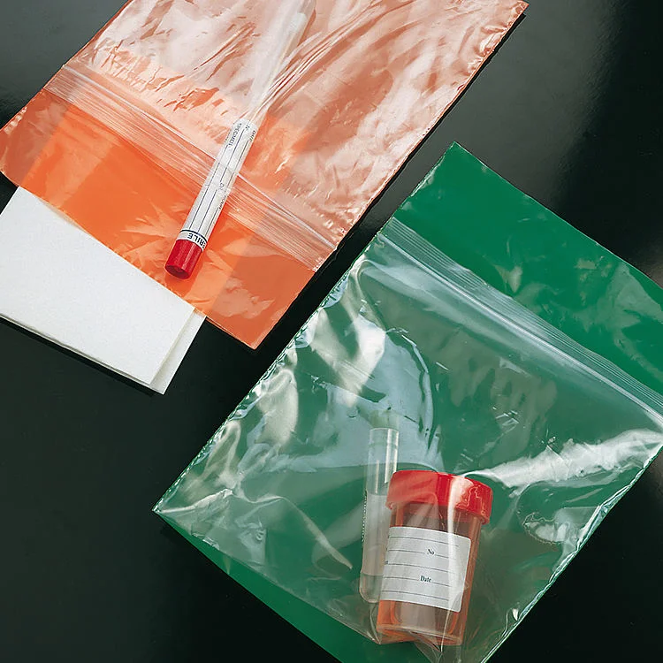 Two Pockets with Biohazard Symbol Size 6 X 9 Inch for Laboratory Custom Biohazard Plastic Medical Ziplock Specimen Bags