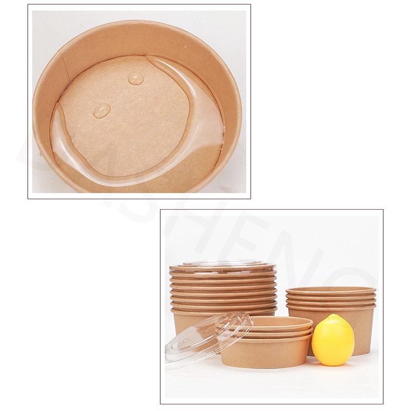 Factory Sale High Quality Disposable Take Away Kraft Salad Paper Bowl with Pet Lid Kraft Salad Bowl