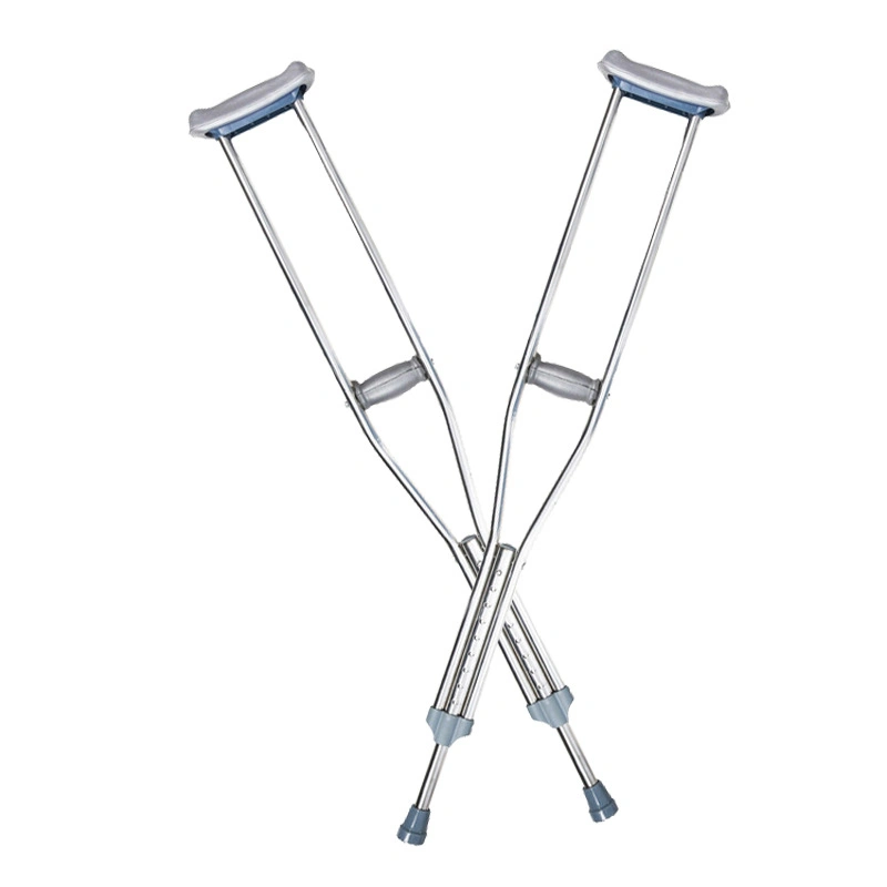 Ajustable de aluminio discapacitados médicos axilares muletas caminar de la caña de adhesivo en las axilas