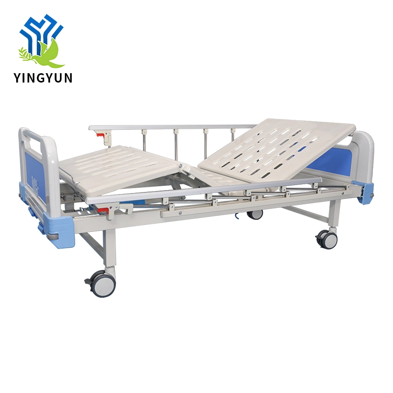 Double Guardrails Portable 2 Crank Hospital Medical Nursing Bed