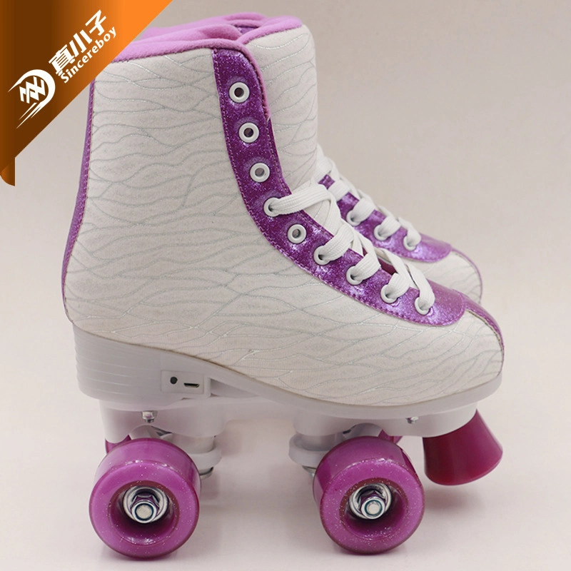 Wholesale/Supplier Sports Shoes Fitness Entertainment Double Row Roller Flash Skates Shoes for Girls