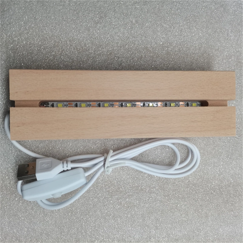 Creative Solid Luminous USB Switch Night Light Base 3D Acrylic Lamp LED Wooden Base Wood LED Light Bases for Decoration