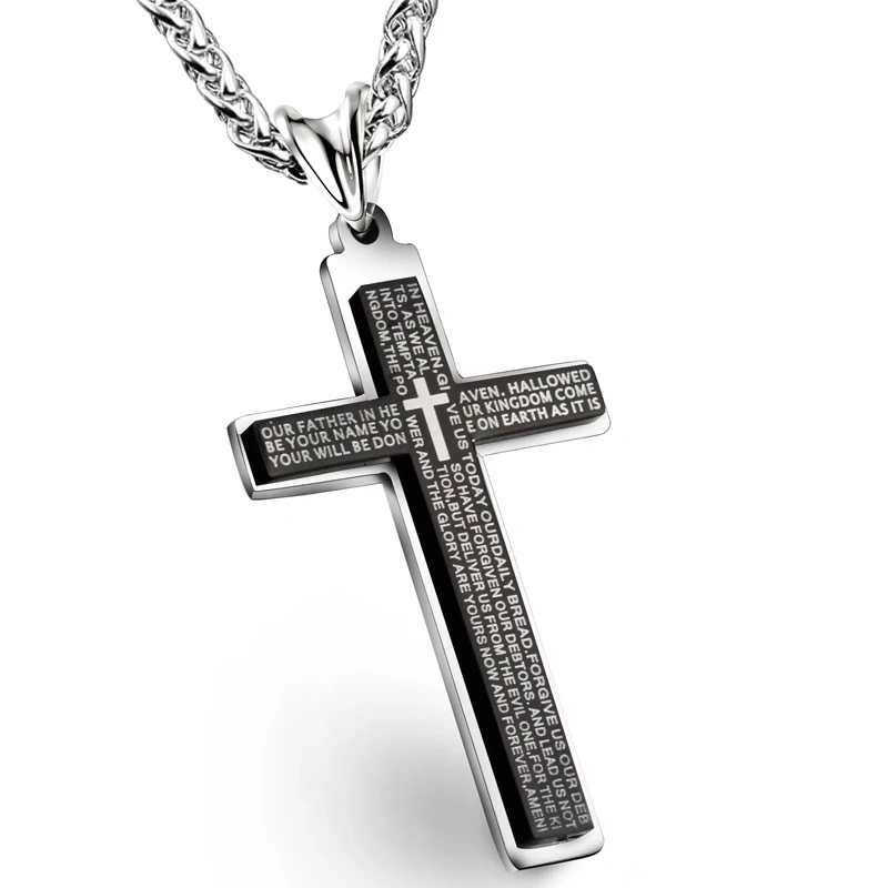 Men Fashion Jewelry Cross Pendant Necklace Stainless Steel Pendant