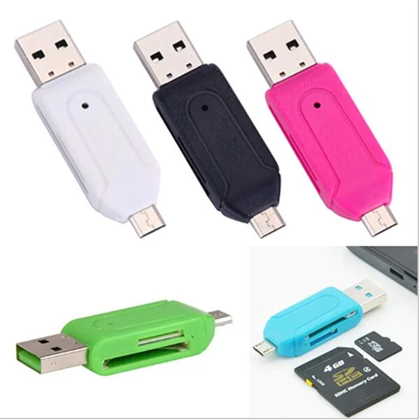 High Quality 2 in 1 USB OTG Card Reader Universal Micro USB Micro SD TF SD Card Reader for PC Phone