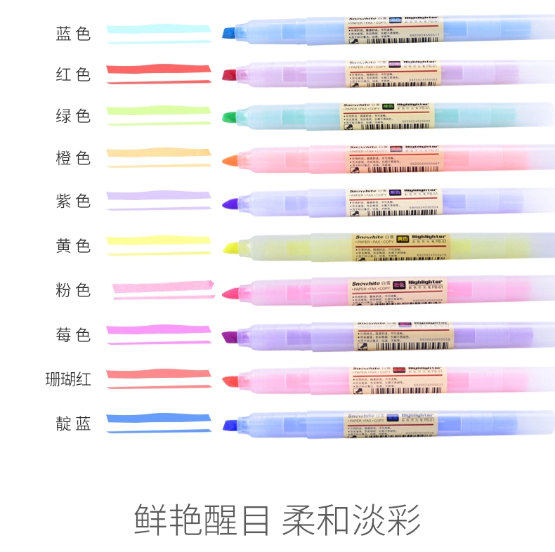 School Supply Vivid Color Pastel Quality Ink Manufacactured by Snowhite Highlighter OEM ODM