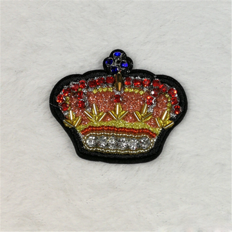 Imperial Crown Rhinestone Badge Beads Embroidery Woven Applique Patch