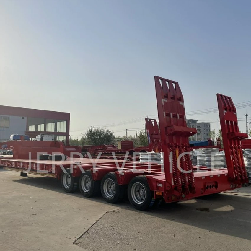 3/4axle 80/100ton Heavy Duty Gooseneck Low Loader/Lowbed/ Lowboy Low Bed Hydraulic Ramp Trailer Truck Semi Trailers for Excavator Transport