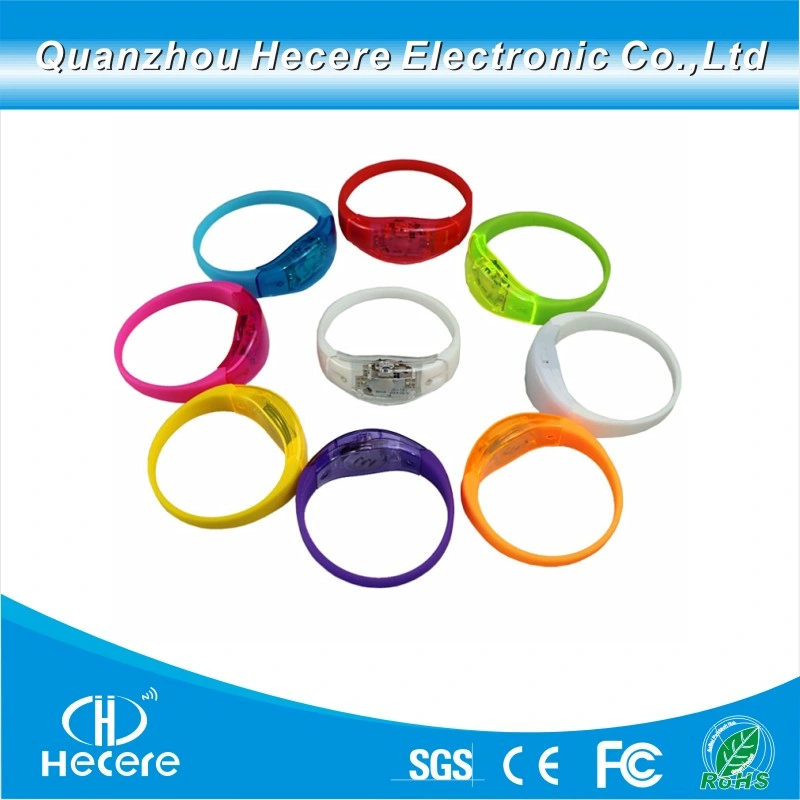 Som de silicone activado bracelete LED personalizados, LED personalizados Pulseira Bangle LED personalizados