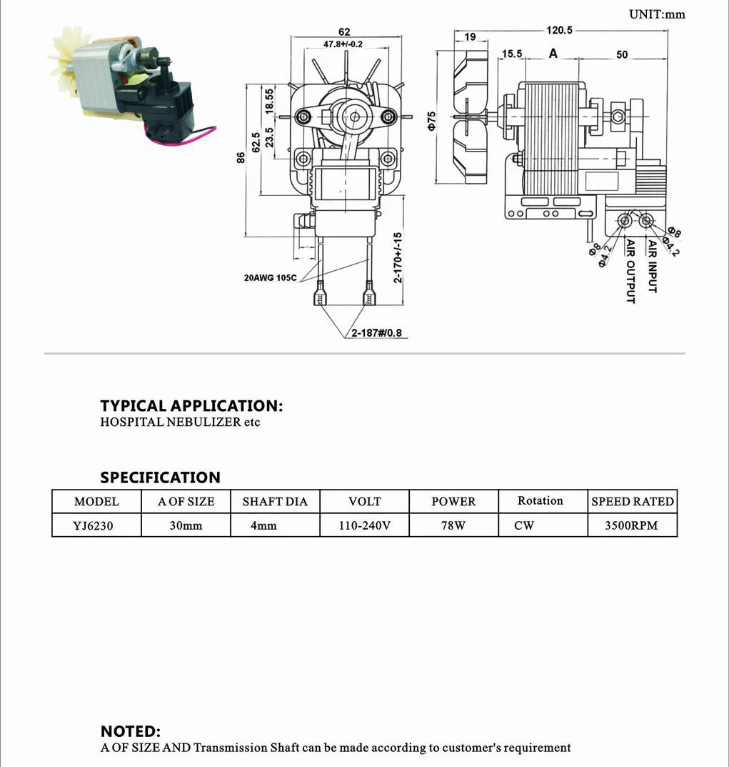 Professional AC Electric sombreados em pólo motor assíncrono para electrodomésticos de cozinha