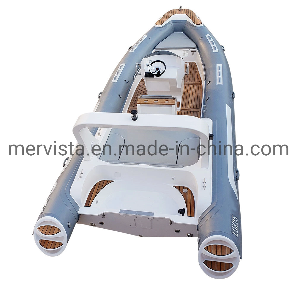 25ft Rib 760 Alto rendimiento estilo Policía Crucero Fibreglass Rib Bote de pesca inflable