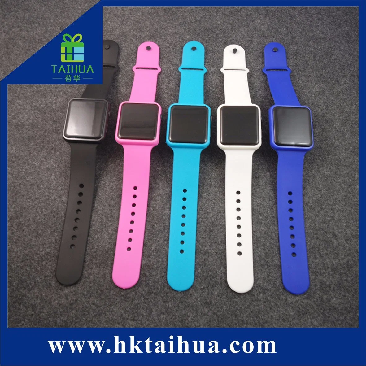 Bande de couleur avec logo gravé Watch Bracelet en silicone