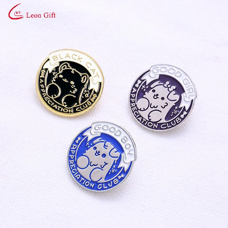 Custom Logo New Cartoon Cute Cats Round Puppy Animal Backpack Clothing Accessories Gifts Alloy Metal Hard Soft Brooch Enamel Badge Lapel Pin