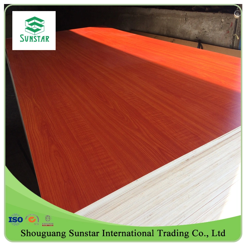 4*8 Wood Grain Color Melamine Plywood HDF for Construction, Furniture, Decoration, Packing