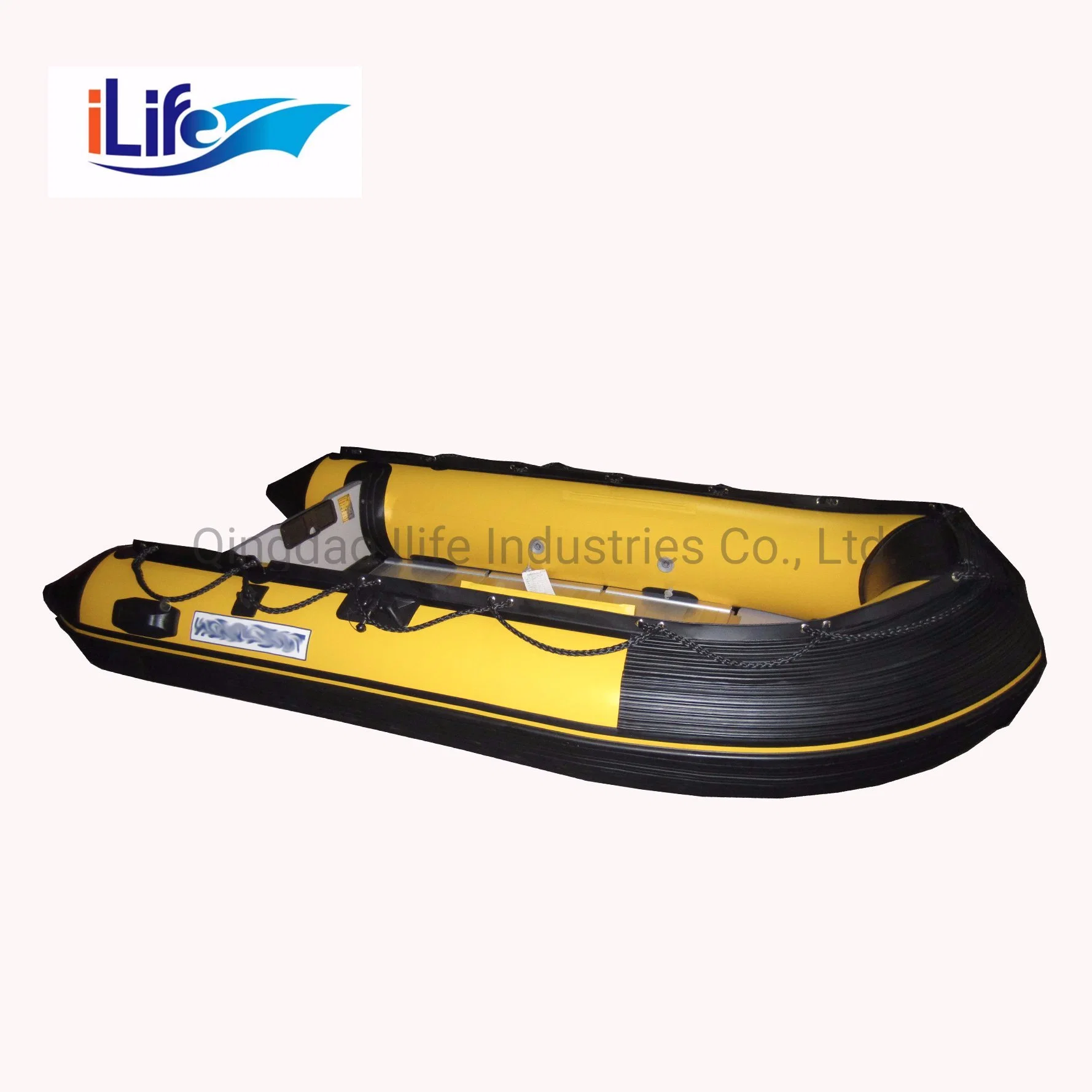 Ilife 3m Yellow Full Path PVC/Hypalon Inflatable Rescue Fishing Rubber Boat with Aluminum/Drop Stitch Air/Plywood Floor for Sale