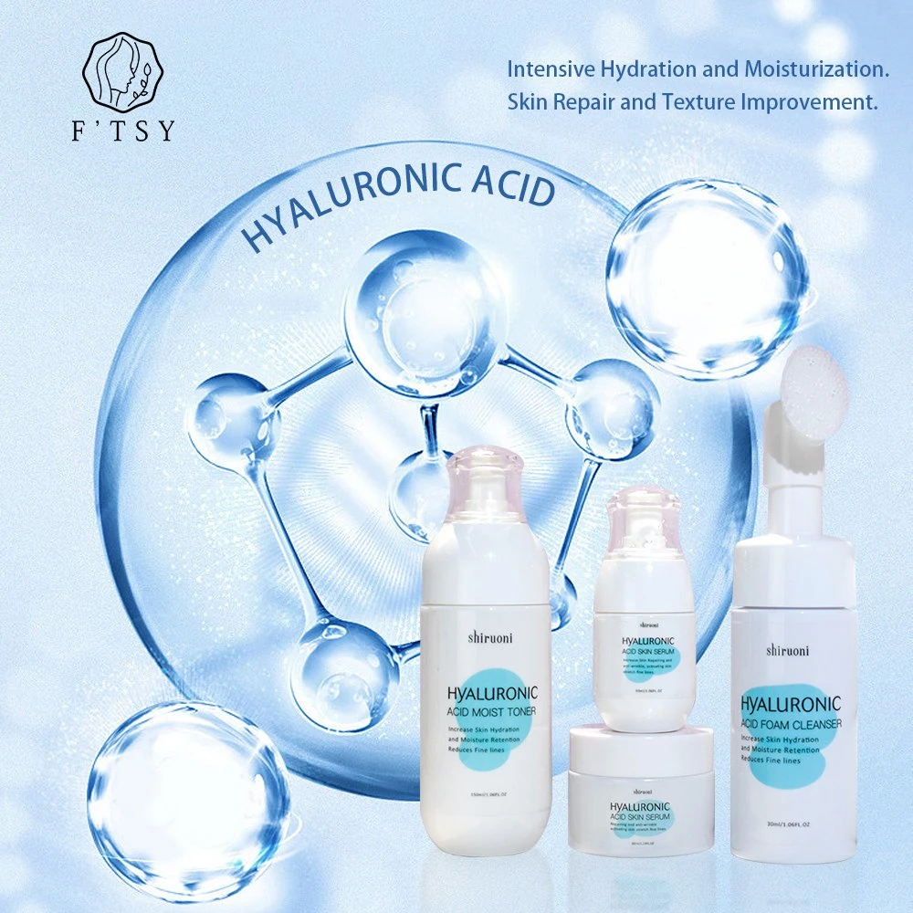 Custom 4 peças Hyaluronic ácido creme / soro / Cleanser / toner reparação Whitening cuidados da pele Definir