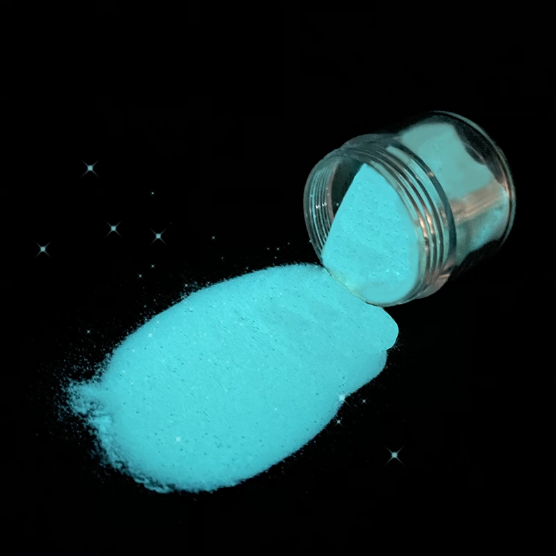 Glow in The Dark Powder/Luminous Powder of Body Color Is Yellow Green, Glowing Color Is Blue-Green