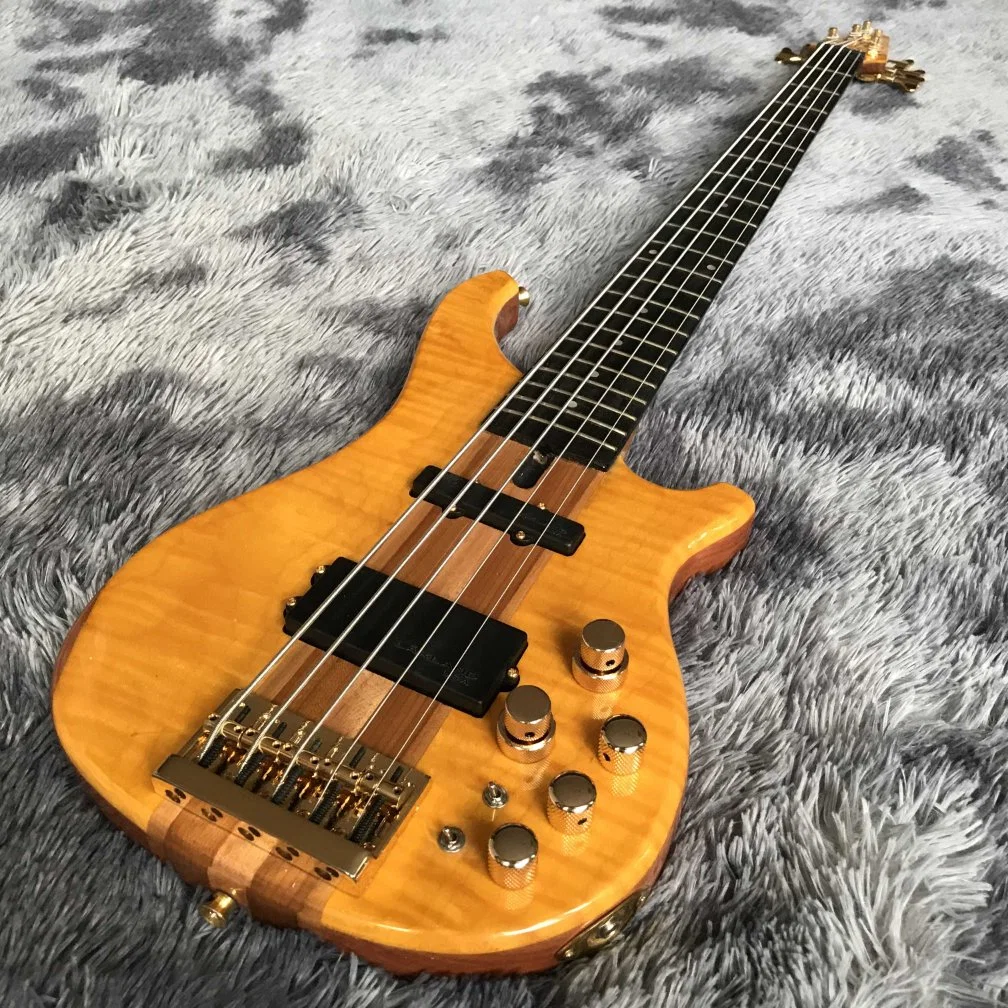 Custom 5 Strings Ash Wood Electric Bass Neck Though Body