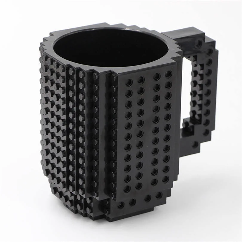 Hot Selling 350ml Cylinder Shape Creative  Brick Mug Eco-Friendly Material DIY Building Blocks Plastic Coffee Cup Mug