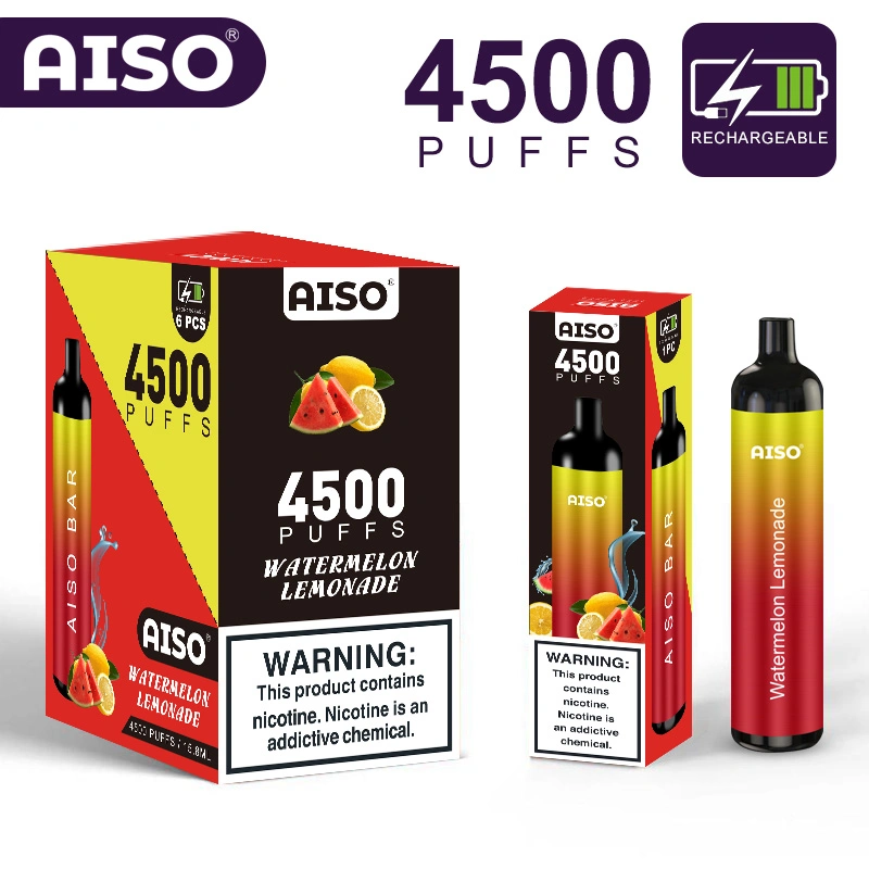 Precio competitivo Aisobar 4500bocanadas desechable cigarrillo vaporizador recargable E