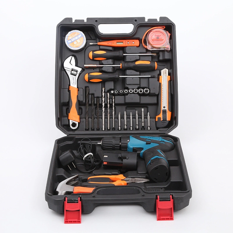Perceuse électrique du matériel portable Tool Kit Box Set avec la perceuse poignée Jeu d'outils de ménage de l'Allemagne le matériel électrique boîte de dialogue Outil Set Carpenter Réparation 38PC